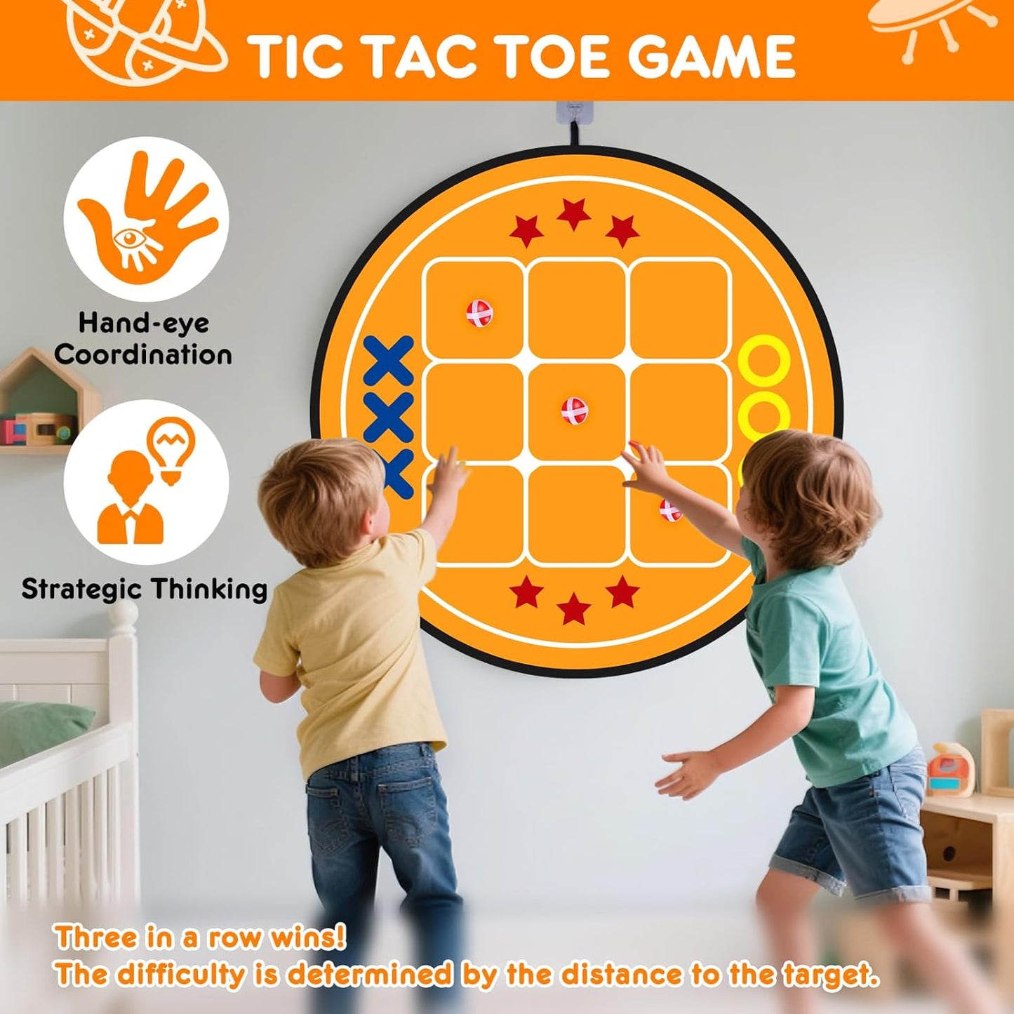 3-in-1 Dart Board for Kids and Adults,Sticky Tic Tac Toe Dart Game for Indoor Wall,Outdoor Games for Adults and Family,Kids Games Boys Toys Birthday Gifts for 4 5 6 7 8 9 10 11 12 Year Old Boys Girls