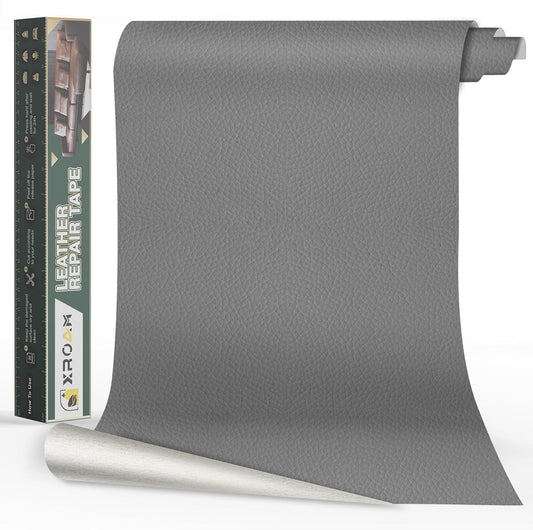 Leather Repair Tape, 23.6x79 inch Leather Patches for Furniture, Self Adhesive Leather Repair Patch for Sofas, Couches, Leather Covers, Seats, Chairs, Vinyl Repair Tape Light Gray