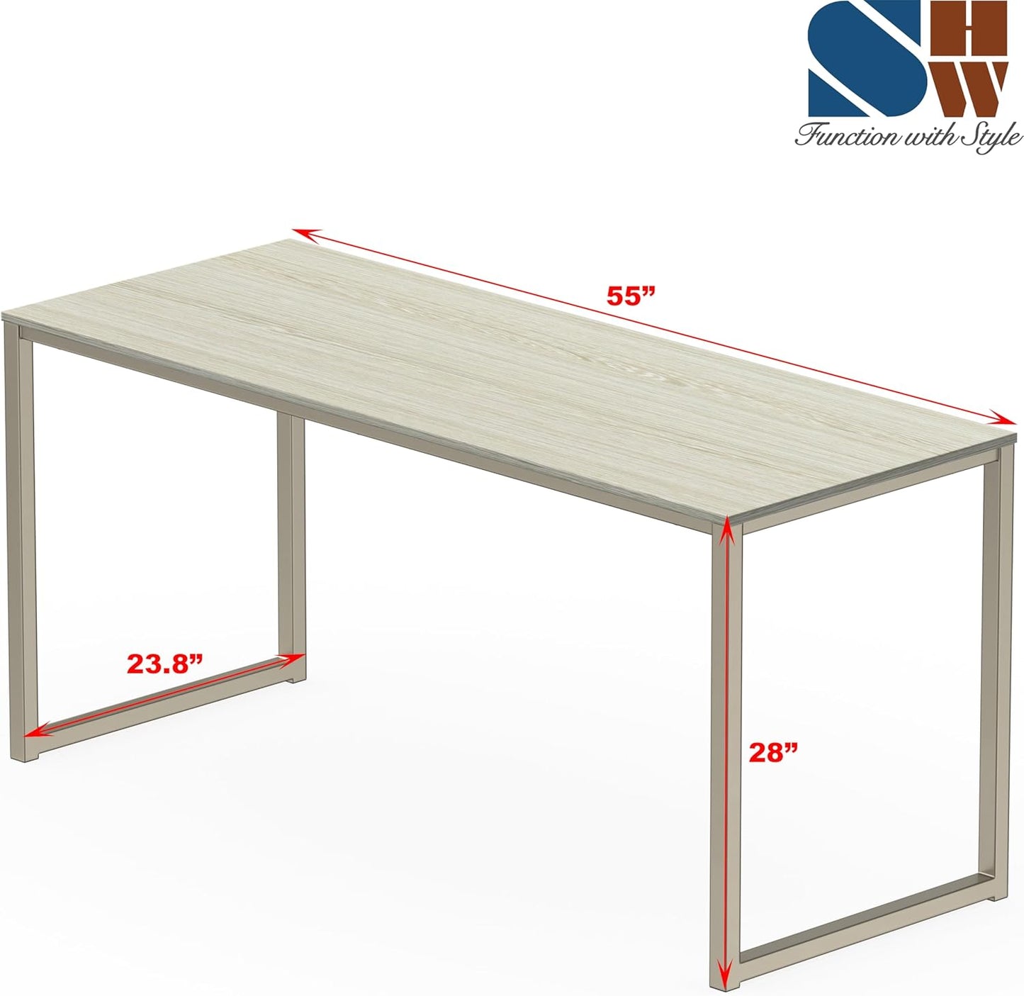 SHW Mission 55-Inch Home Office Computer Desk, Maple
