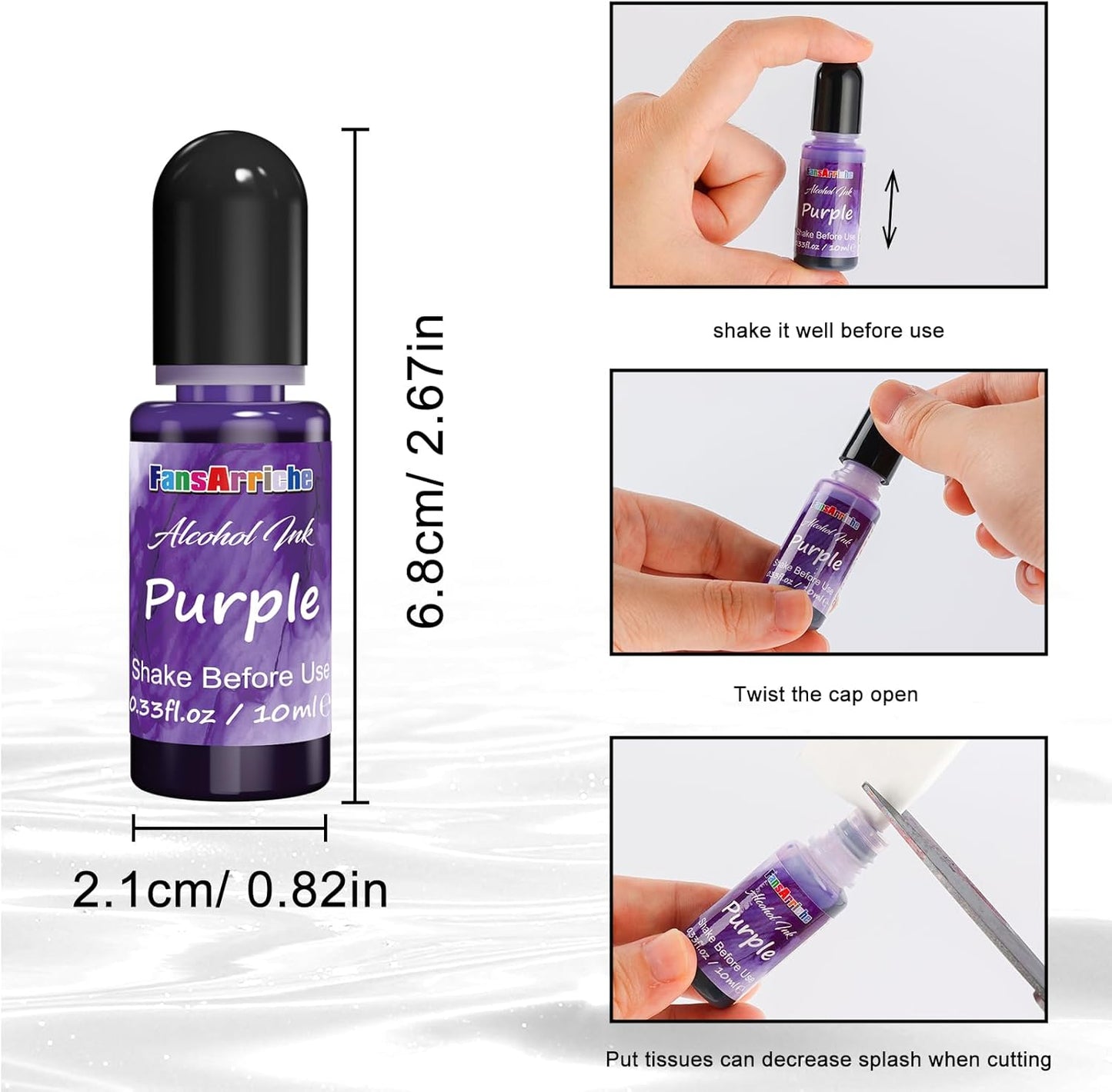 FansArriche Alcohol Inks for Resin, 16 Colors High Concentrated Alcohol Ink Set for Epoxy Resin, Alcohol-Based Resin Ink for Coasters, Fluid Painting Crafts, Tumbler Making, 10 ml Each