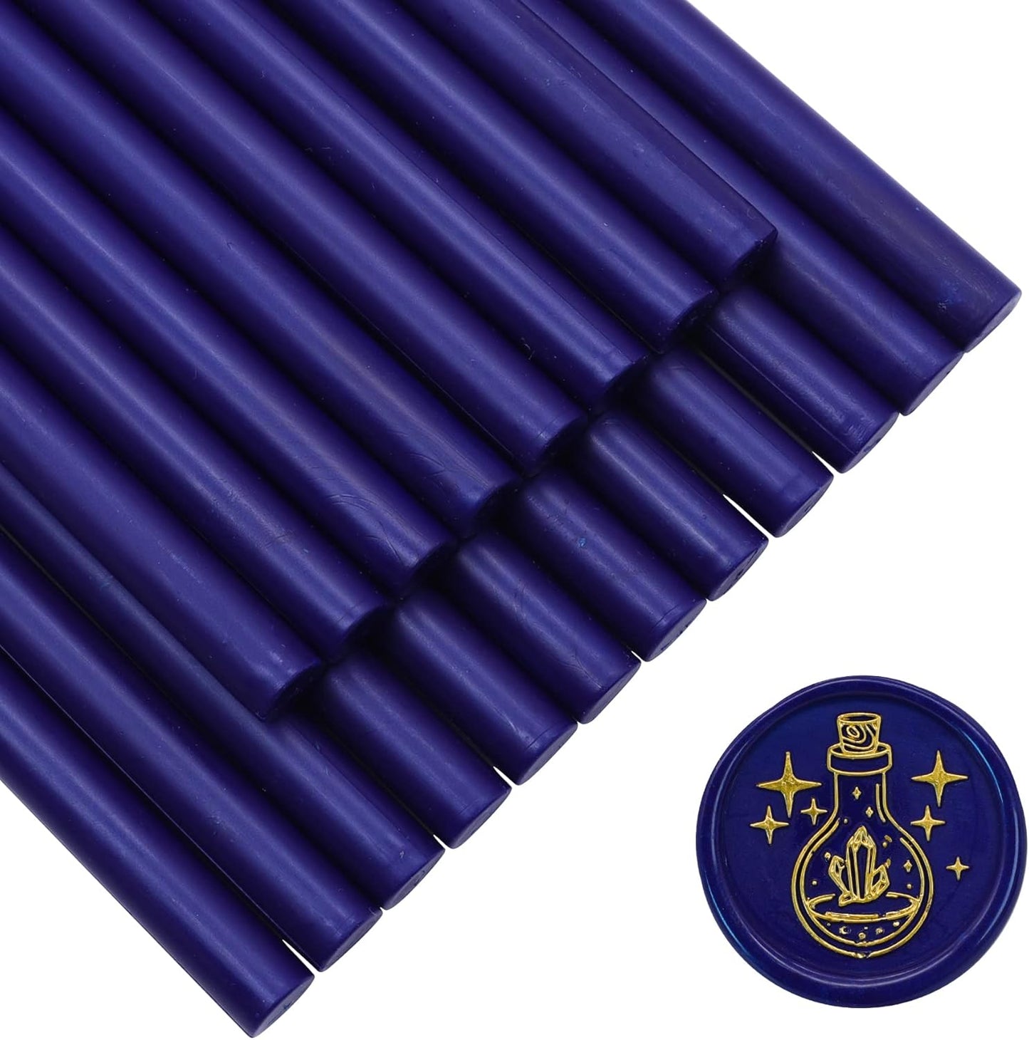 SWANGSA 20 Pieces Glue Gun Sealing Wax Sticks Starry Blue for Wax Seal Stamp, Great for Wedding Invitations, Cards, Envelopes, Wine Packages, Gift Wrapping (Starry Blue)