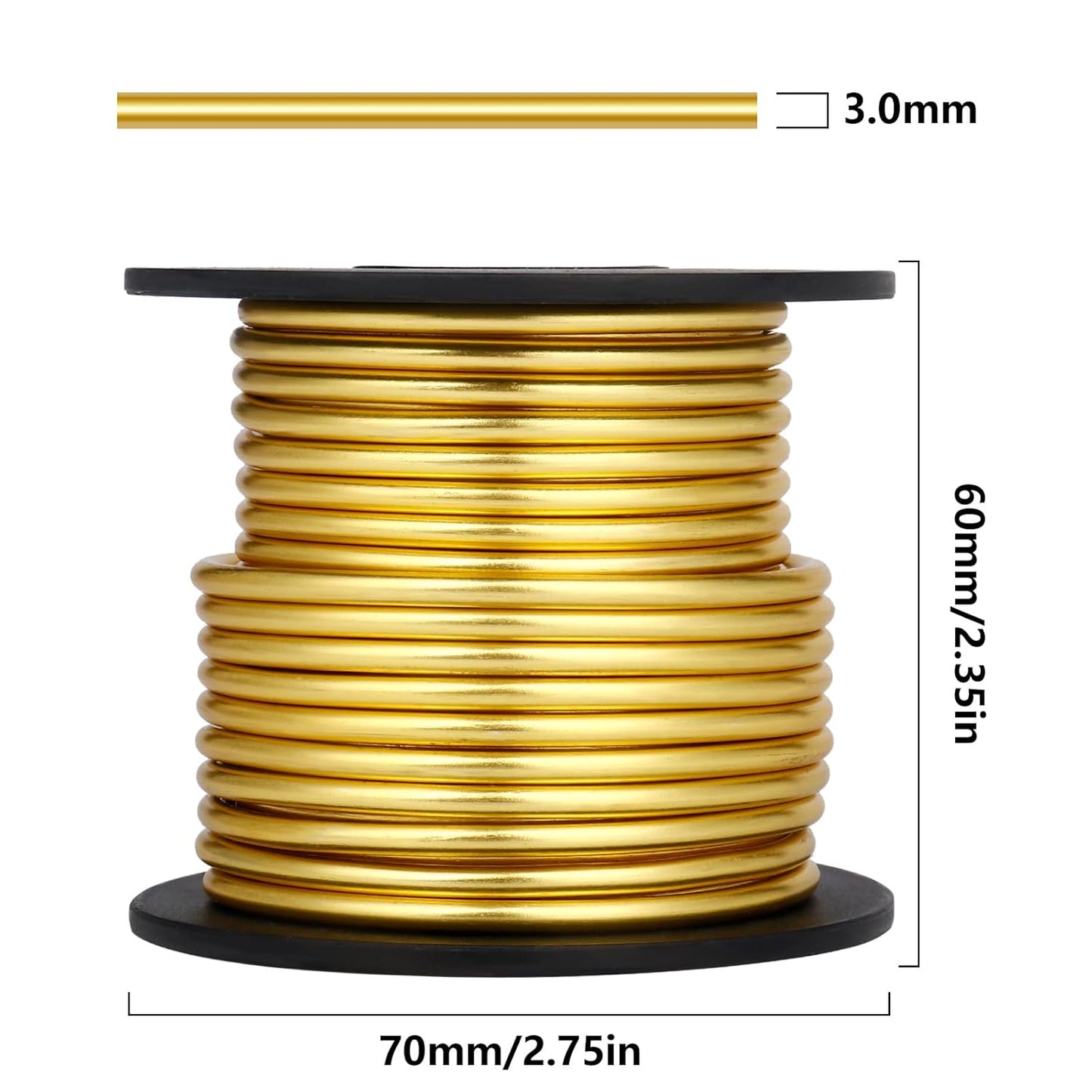 Aluminum Craft Wire, 32.8 Feet 3.0 mm/ 8 Gauge Gold Bendable Soft Metal Aluminum Wire Roll Bulk for DIY Crafts Sculpting Jewelry Making
