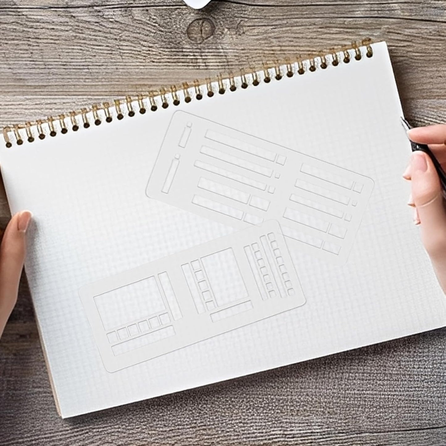 3PCS Planner Stencils Templates Set, Handmade Flexible Record Template, Lexible Journal Calendar Stencil for Dot Grid Planners, Versatile Drawing Template Kit for Journaling, Checklists, Boxes, Lines