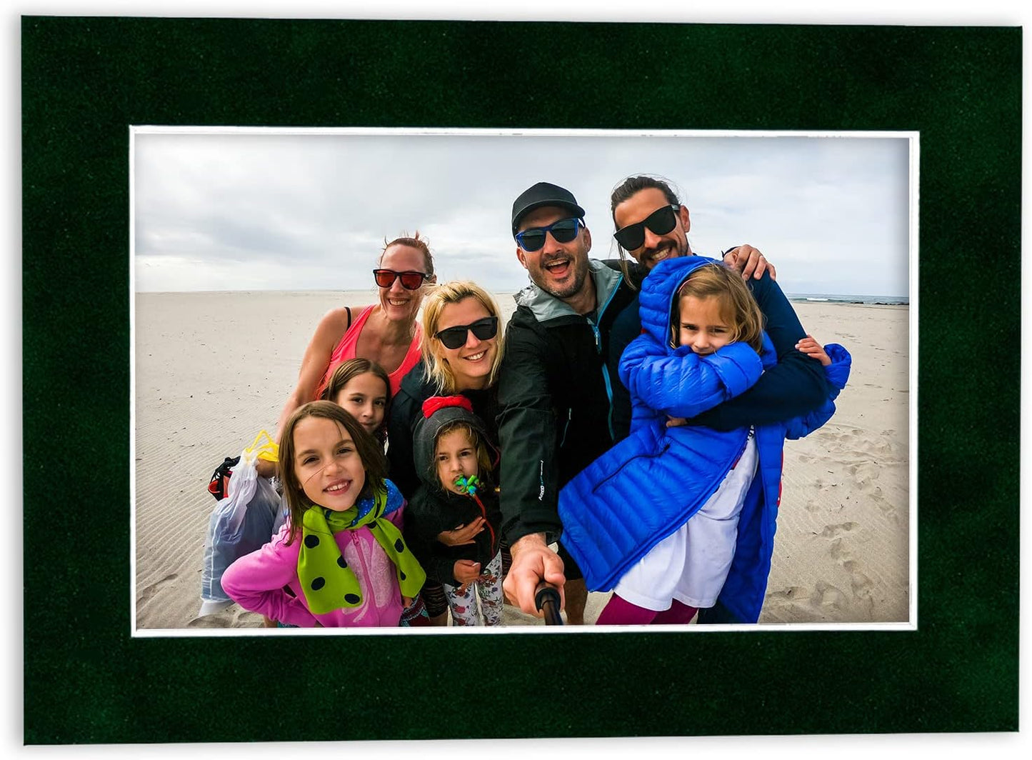 8x10 Mat Bevel Cut for 5.5x8.5 Photos - Acid Free Green Suede Precut Matboard With Backing Board and Crystal Clear, Self Seal Photo Mat Bag - For Pictures, Photos, Framing - 4-ply Thickness