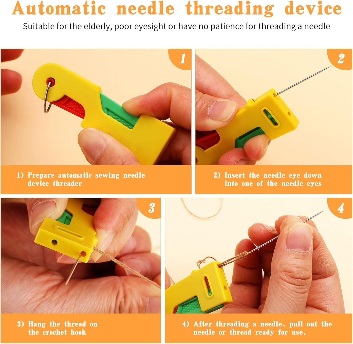 Fedmut 42 Pieces Needle Threaders Kit,Drawstring Threader Set,Threader Hand Machine Sewing for Sewing Crafting,Quilting, DIY Art,Universal Sewing Threaders Tool for Embroidery Needlework