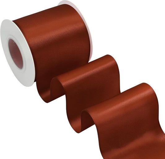 Rust Satin Ribbon 3 Inch X 15 Yards Solid Color Double Faced Ribbons Perfect for Crafts Wedding Decor Bow Making Arts Sewing and More