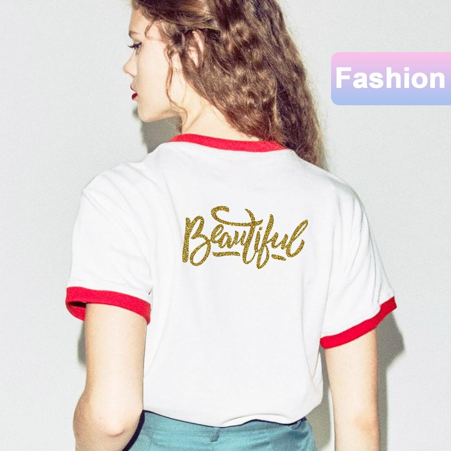 Glitter HTV Heat Transfer Vinyl Rolls- 12" x 10ft. Glitter Iron on Vinyl for DIY T-Shirts, Glitter for All Cutters, Heat Transfer Vinyl (Gold)