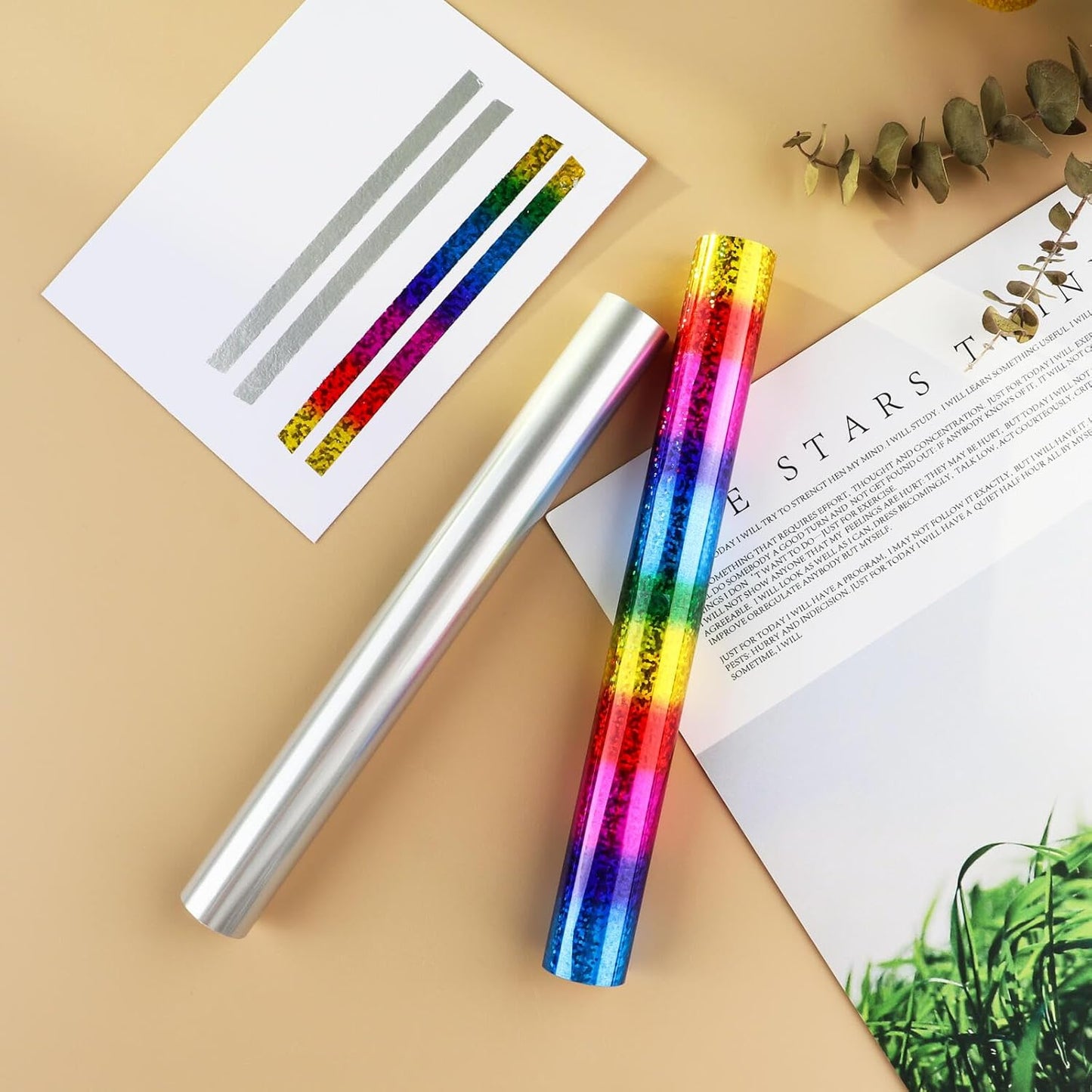 18PCS Transfer Foil Paper Bundle for Foil Quill/Heat Foil Pen/Heat Foil System,Toner Reactive Foil Hot Stamping Wrapping Paper for Card Making Sparkling Craftwork Scrapbooking Paper Crafts 5mx19.3cm