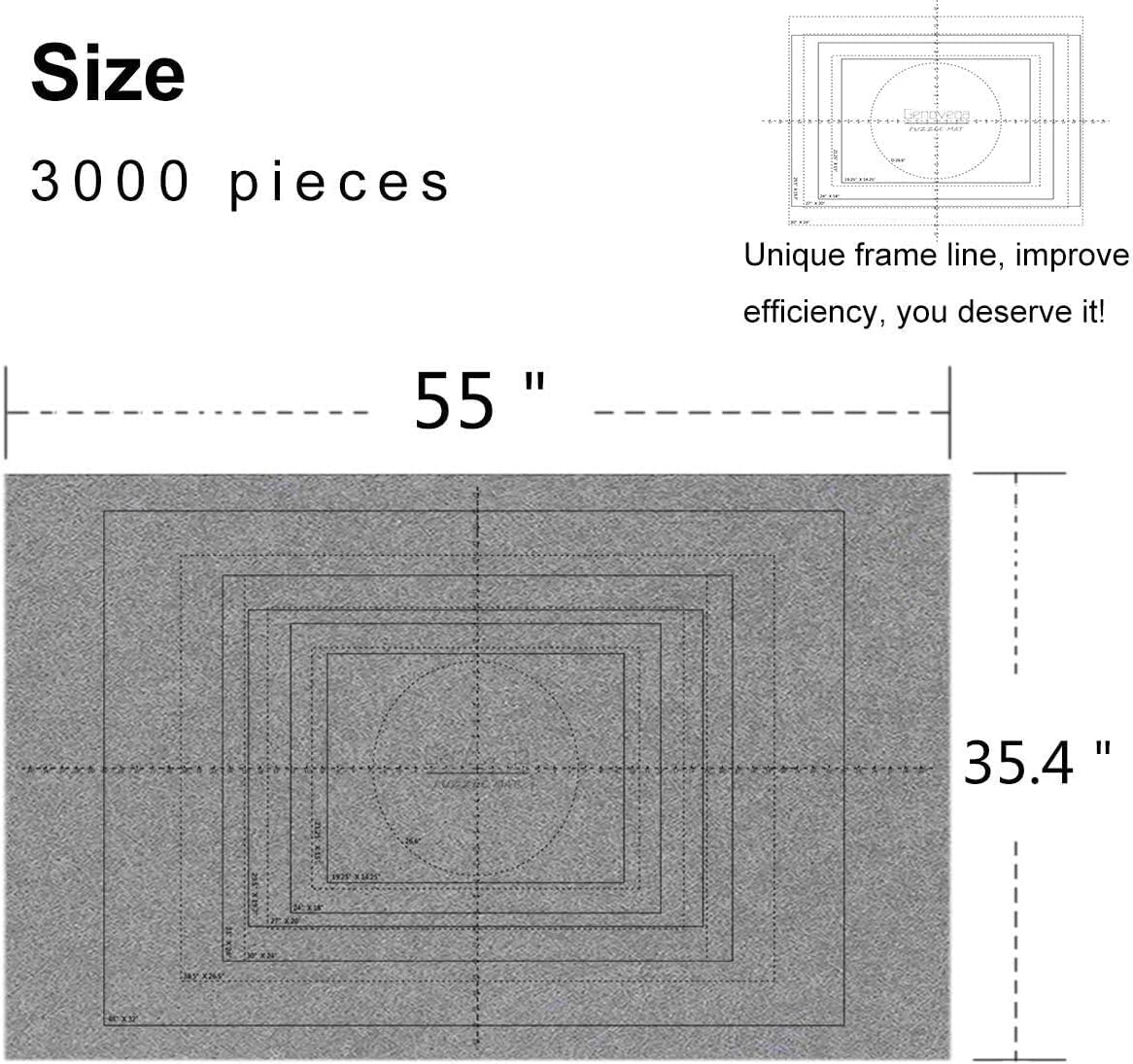 Jigsaw Puzzle Mat Roll Up - 3000 Pieces Large Gray Puzzles Saver Board for Adults, Storage and Transport Keeper Saver Accessories Table Portable Holder Organizer Board Pad Gifts (Gray)