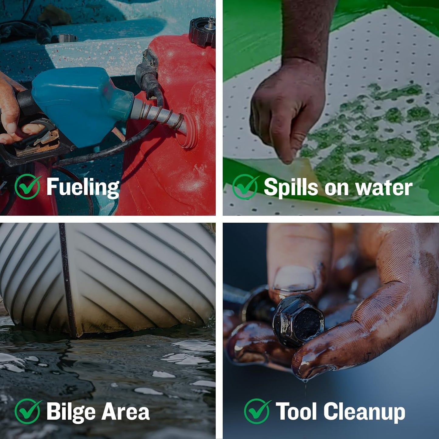 FLASHDRY Marine Oil & Fuel Spill Absorbent Pads - 17.5” x 13.5”, Water Repellent, Effective Spill Control, Marine Protection, High-Performance, Eco-Friendly, Tear Resistant (2)