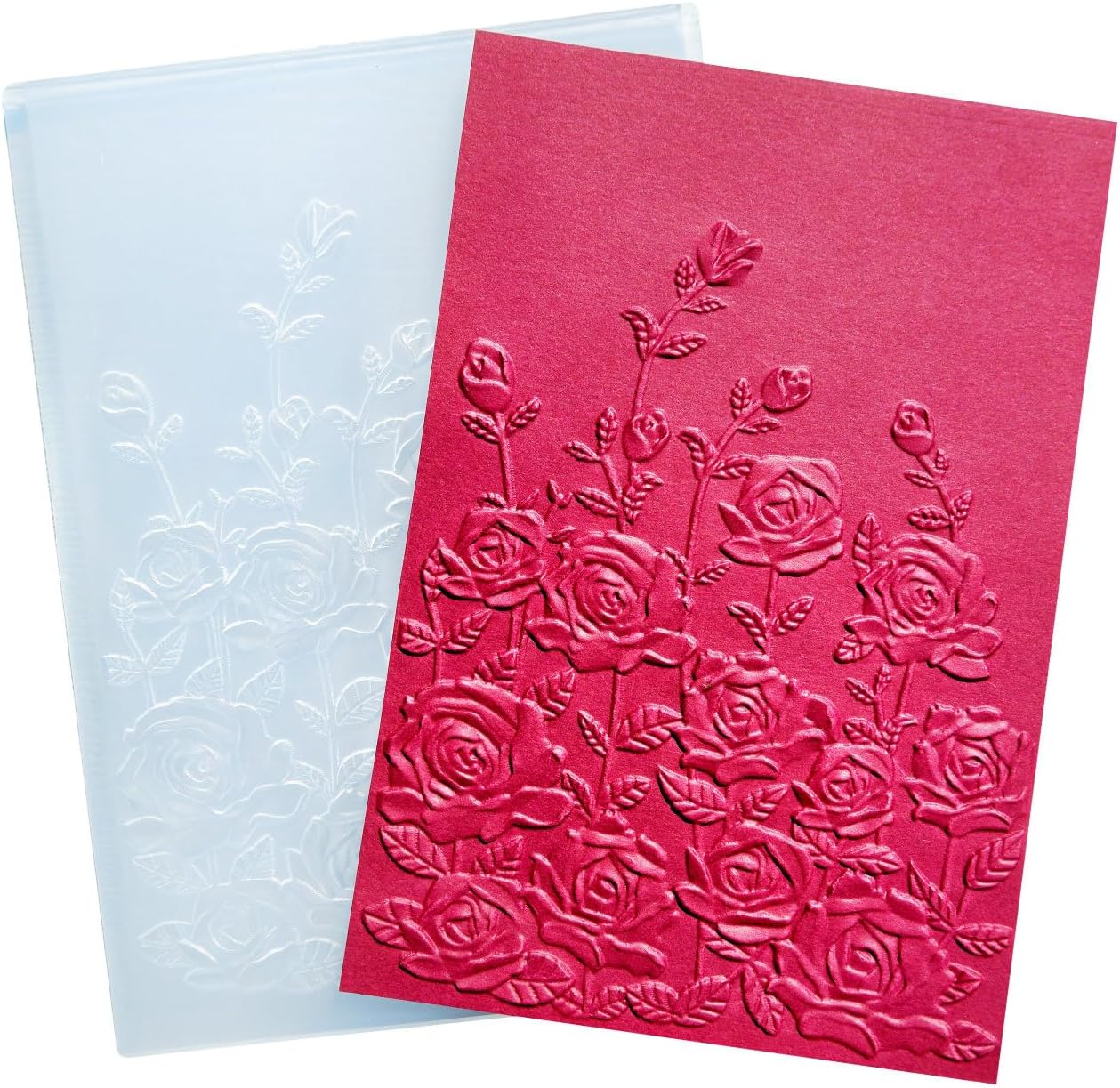 NZJ 3D Texured Spring Flower Rose Bloom Plastic Embossing Folders for Card Making Scrapbooking and Other Paper Crafts