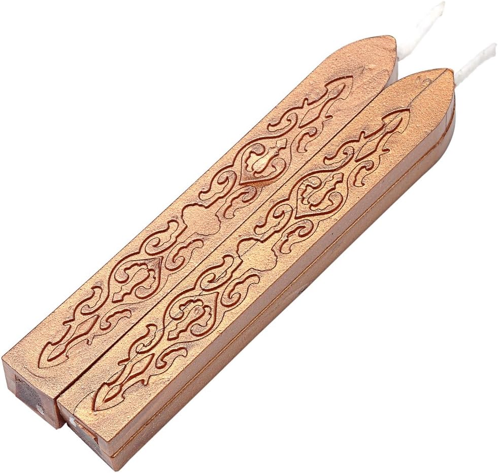 Wax Seal Sticks, Yoption 5 Pcs Totem Fire Manuscript Sealing Seal Wax Sticks with Wicks Cord Wick Sealing Wax for Postage Letter Retro Vintage Wax Seal Stamp (Dark Golden)