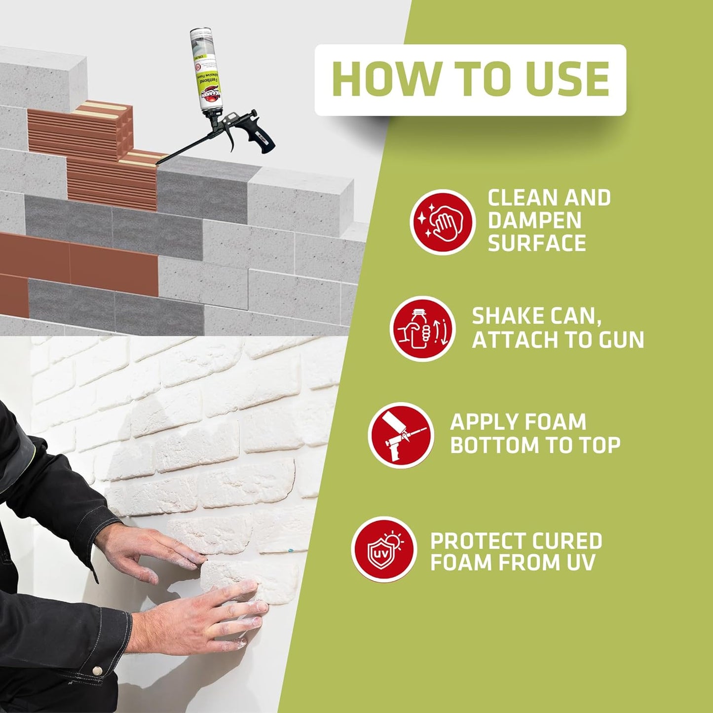 Kraken Bond Fastbond Spray Foam Adhesive (12x24oz.) - Heavy Duty Construction Adhesive for Insulation, Wall & Facade, Concrete, Stone, Subfloor, XPS & EPS Foam Board, Gun Not Included | 12 Pack