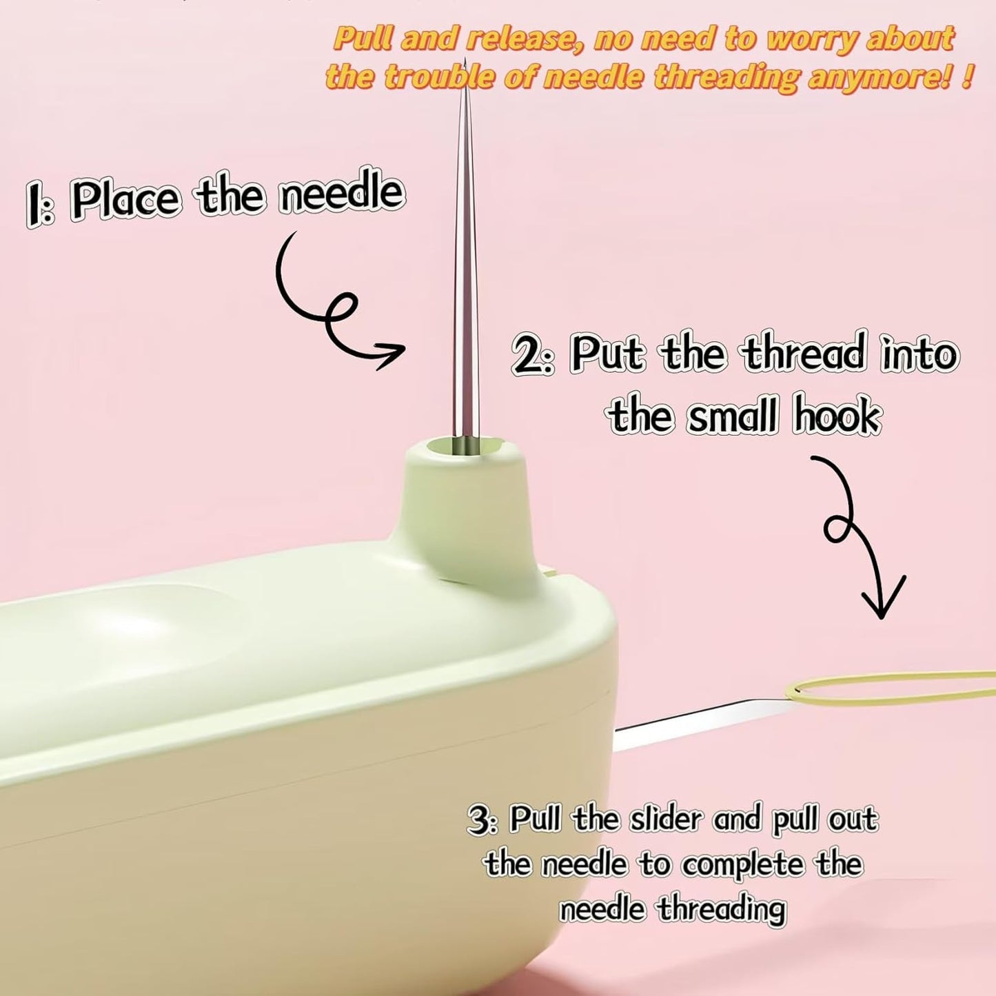 Upgraded 2 in 1 Automatic Needle Threaders Seam Ripper,Quilting Supplies Sewing Kit,Quick Sewing Machine Loop Needle Threaders (1PCS-Yellow)