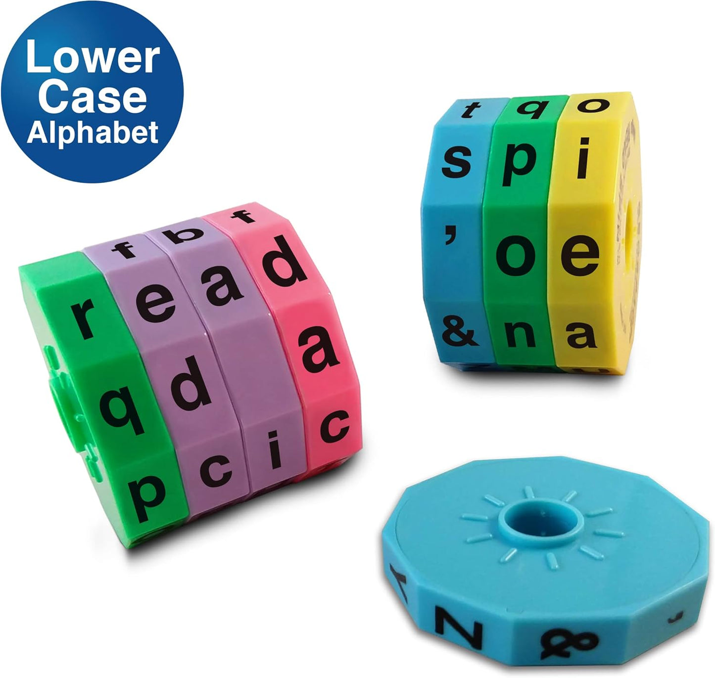 Geospace Read Spin Education Game for Kids – A Handheld Magnetic Spelling Game with Storage Pouch (Lower Case Letters)