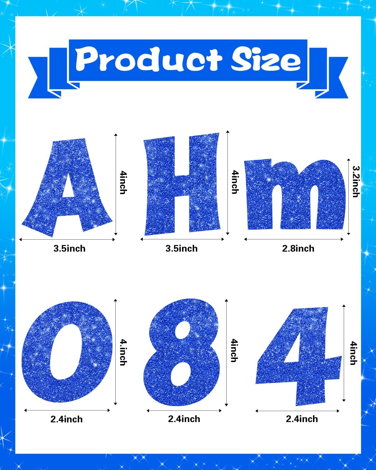 237 Pcs Glitter Bulletin Board Letters, Numbers and Punctuation, Poster Board Letters Alphabet Cut Out Cardboard Letters Accessories for Classroom Display Decorating Supplies 4inch (Blue)