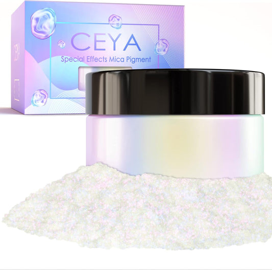 Ceya Chameleon Mica Powder, 1.8oz/ 50g Fancy Starry Chrome Nail Powder, Cosmetic Grade Pearlescent Effect Color Shift Pigment for Epoxy Resin, Makeup, Nail Polish, Soap Dye, Candle Making, Slime