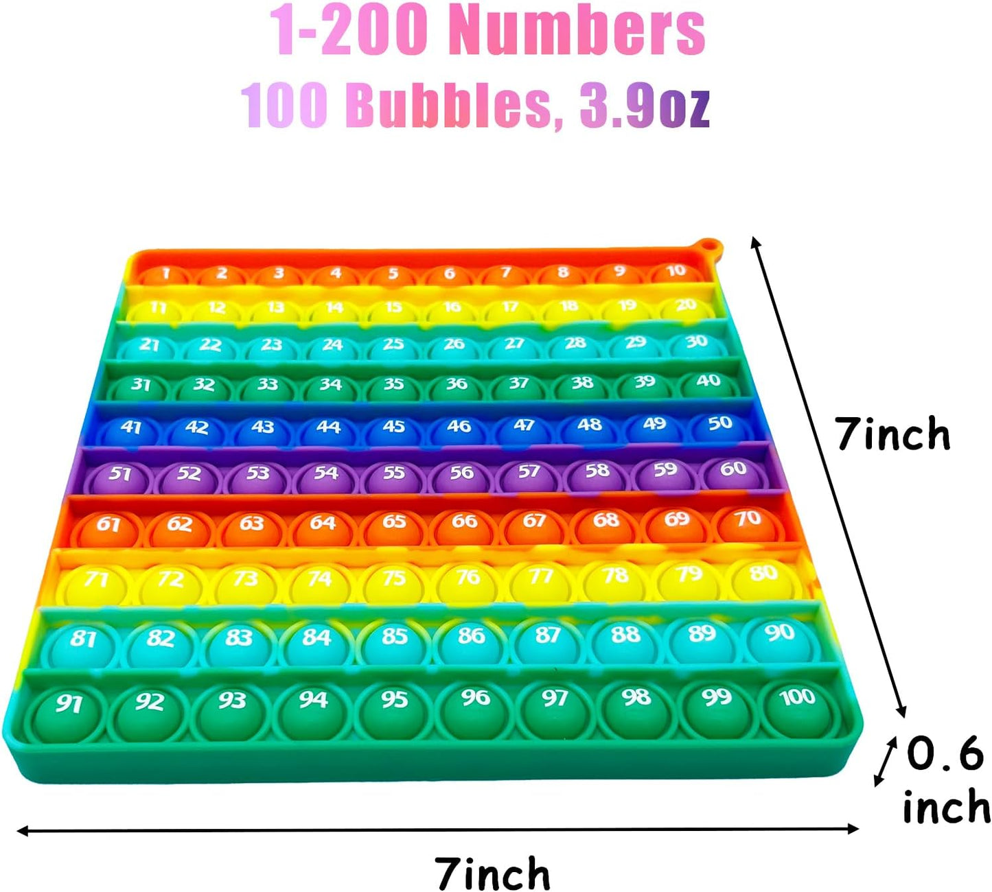 Double Side 1 100 200 Pop it, Chart, Numbers, Row Counter Knitting Crochet, Stitch Counters Crocheting Square Popper Fidget Sensory Toy, Educational Tool, Great Gift for Birthdays, Christmas