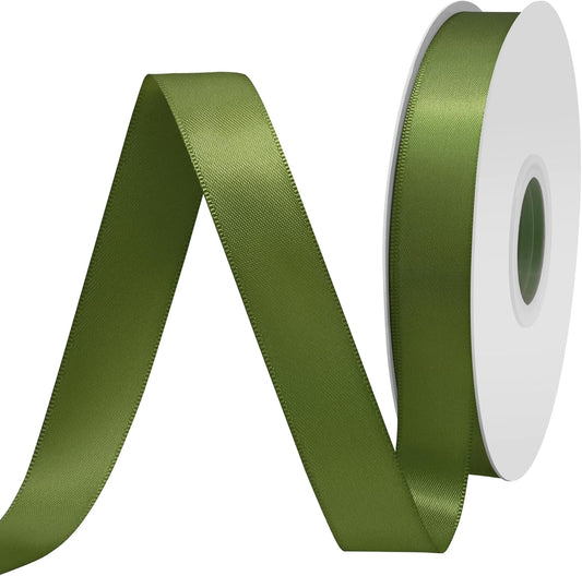 Moss Satin Ribbon 3/4" X 50 Yards Solid Color Double Faced Ribbons Perfect for Crafts Wedding Decor Bow Making Arts Sewing and More