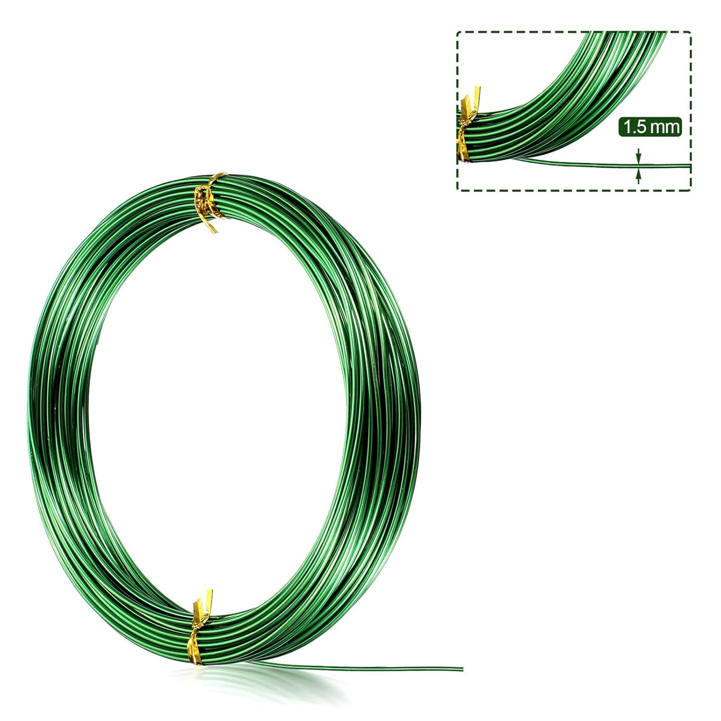 TecUnite Aluminum Craft Wire for Sculpting Armature Bendable Craft Wire for DIY Jewelry Making(Green, 10 M X 1.5 mm, 1 Roll)