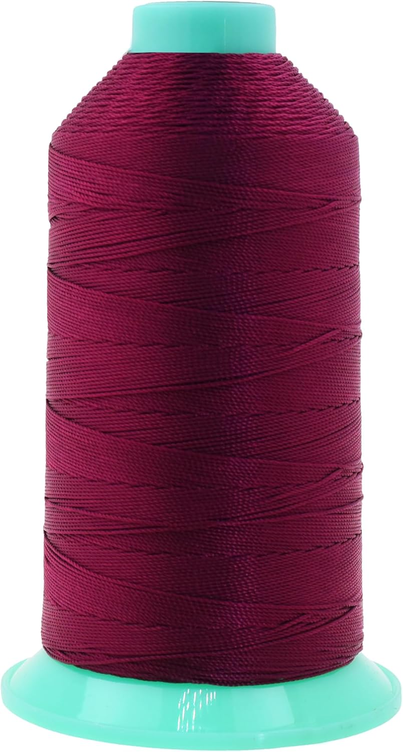Mandala Crafts Bonded Nylon Thread Burgundy Heavy Duty Sewing Threads - 415 YDs Size 346 210D T350 Tex 350 Thread for Leather Jeans Weaving Outdoor Marine Upholstery Threads