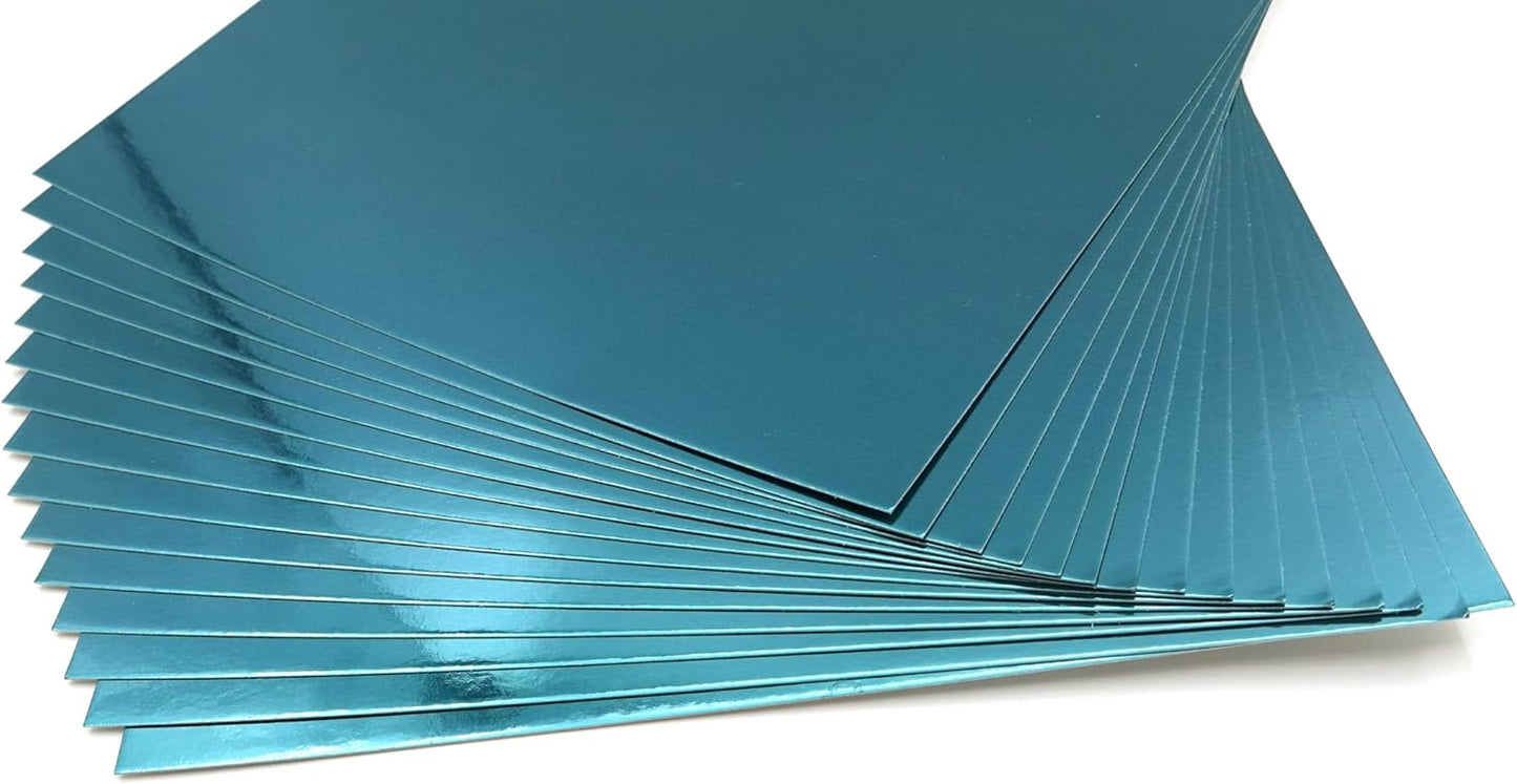 TGXRZX Metallic Lake blue Cardstock Paper,Size 8 "x 11" (250gsm), 15PCS, Mirror Finish Gold Foil Board for Crafting, Invitations, and Decorations,Die Cut and Plotter,Card Making (Lake blue)