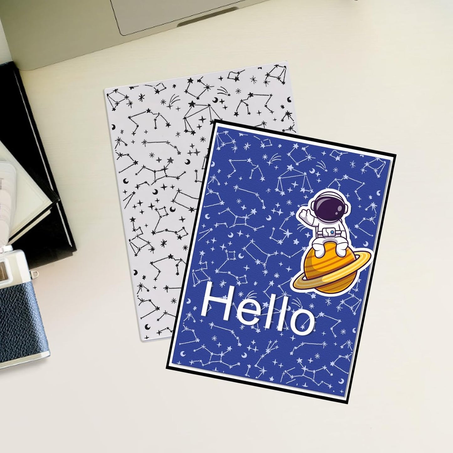 Threetols 3-D Textured Impressions Embossing Folder, Star Background Embossing Folder for Card Making, Irregular Frame DIY Plastic Scrapbooking Photo Album Card Paper DIY Craft Decor Template Mold