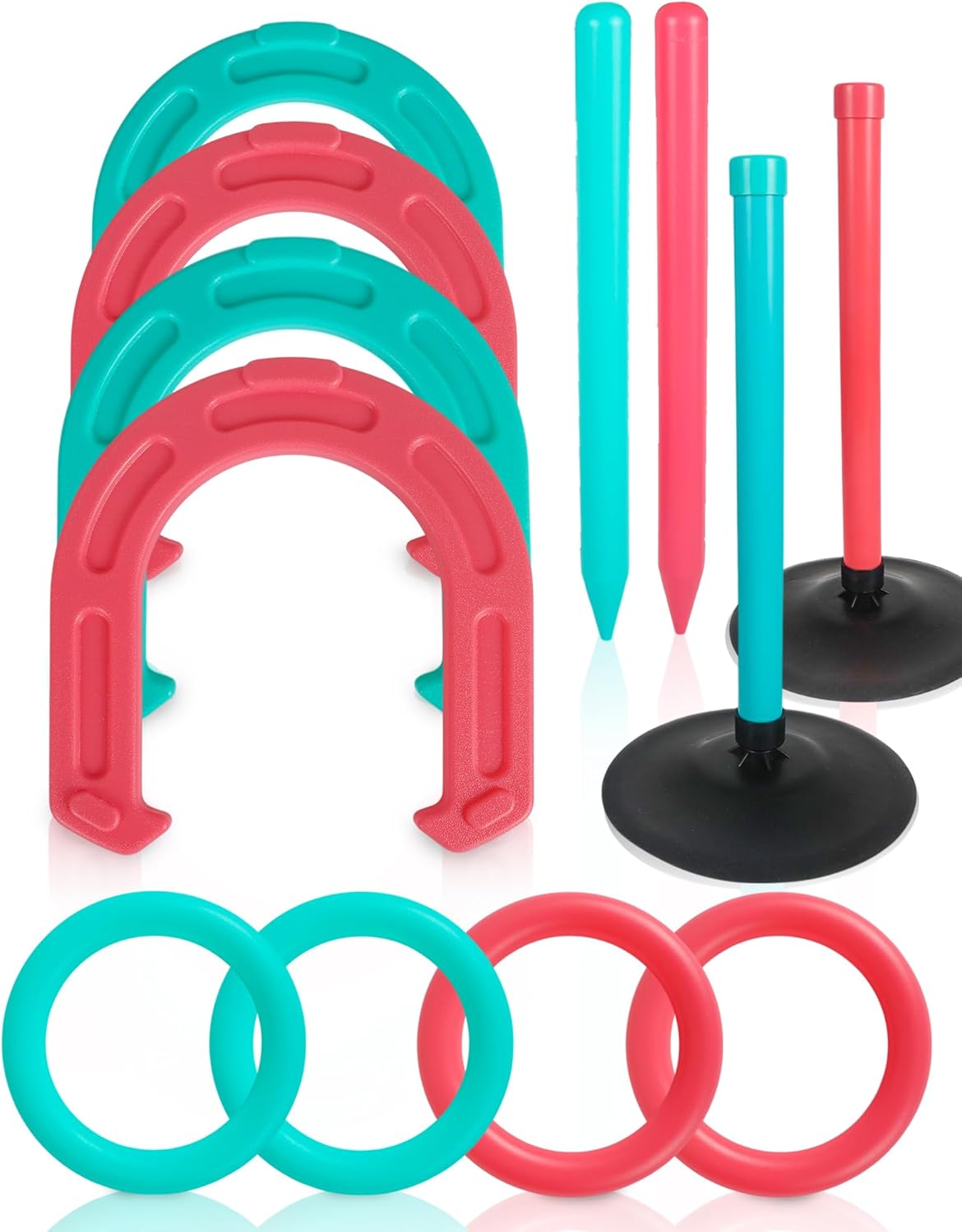 Giant Horseshoe Game Set for Adults and Family – 10" Oversized Lawn Toss Game with Jumbo Horseshoes, Rings, Stakes & Stands – Large Outdoor Yard Game for Backyard, Beach, Camping, Party Fun