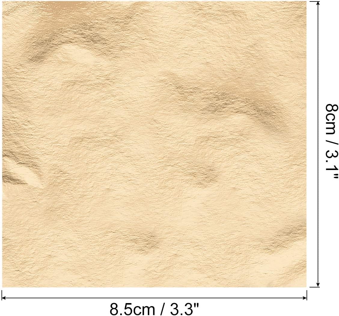 MECCANIXITY Gold Leaf Foil Sheet Champagne Gold Leaf Paper 3.3 x 3.1inch for Art Decoration, Sculpture, Painting, Pack of 100