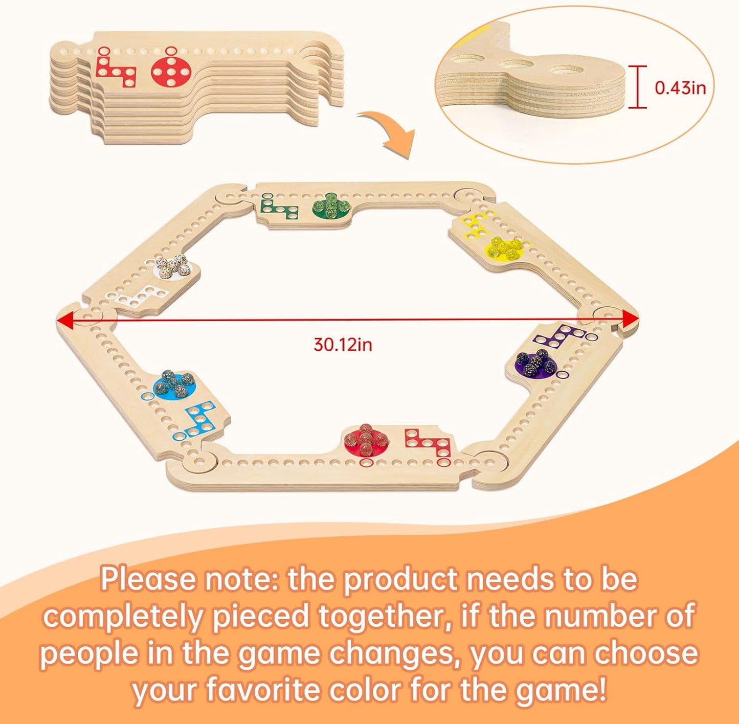 Jokers and Marbles Board Game, Wooden Marble Game for 2-6 Players, Portable Jokers Game with 30 Marbles 3 Decks of Cards 2 Storage Bags for Family Game Night and Holiday Party