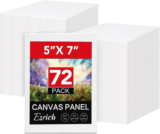 ESRICH Small Canvases for Painting, 5x7 Canvas for Painting 72 Pack, Mini Canvas Primed Acid-Free Blank Painting Canvas Panels for Oil, Watercolor, Acrylic Paint.