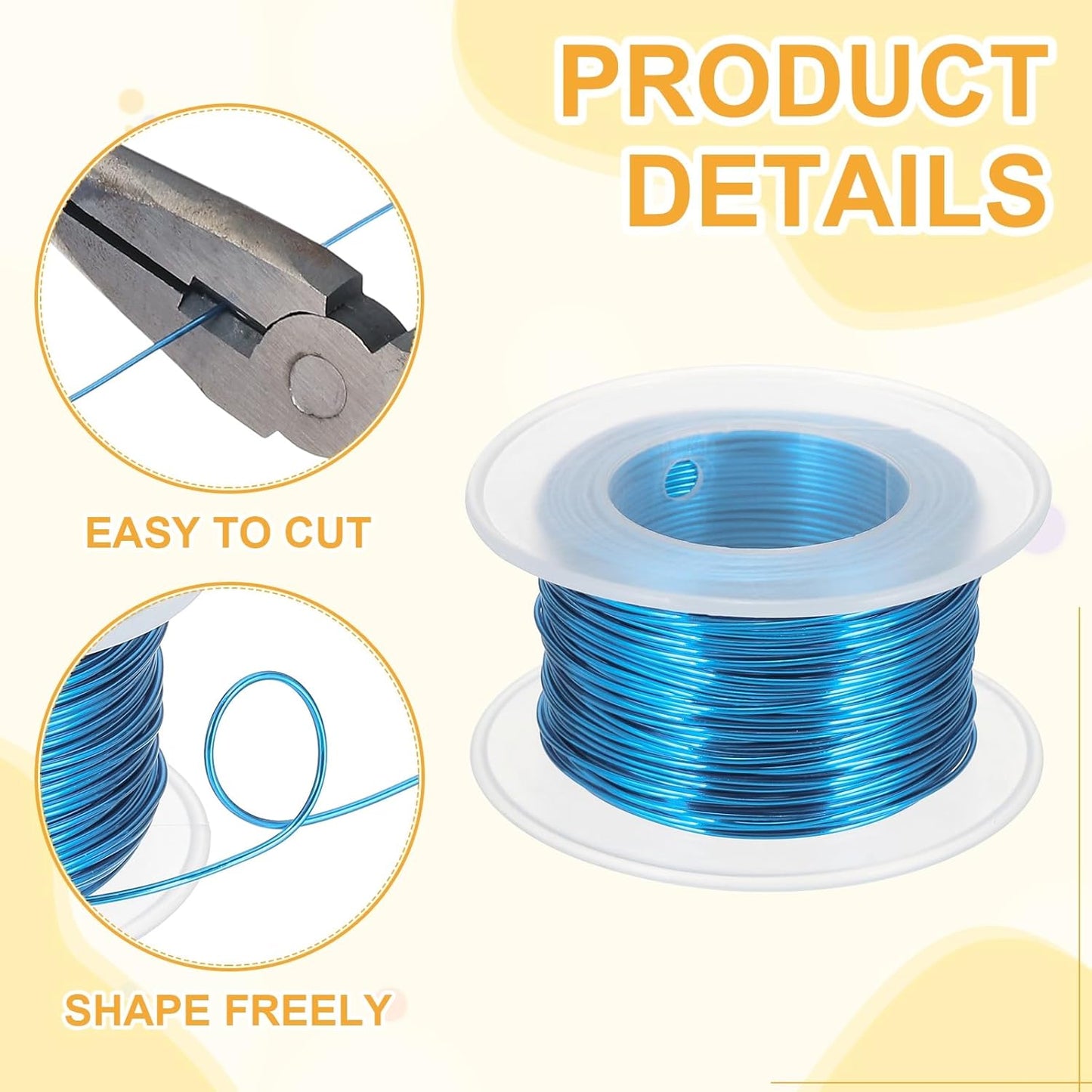 uxcell 18 Gauge / 1mm Anodized Aluminum Wire for Jewelry Craft Making, 102 Feet Bendable Flexible Wire for DIY Home Decor Gardening Sculpture, Blue