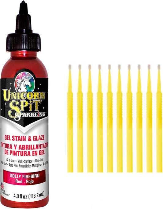 Unicorn SPiT Gel Stain and Glaze in One - Sparkle Dolly Firebird 4 oz. Bottle Detail Sticks