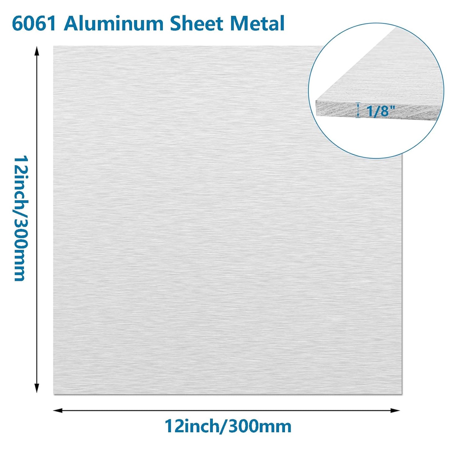 2Pack 6061 Aluminum Sheet Metal - 12 x 12 x 1/8 Inch, Heavy Duty Aluminum Plates with Protective Film, 3MM Thick Flat Plain Panel for Crafting, Structural Framing, Base Plate