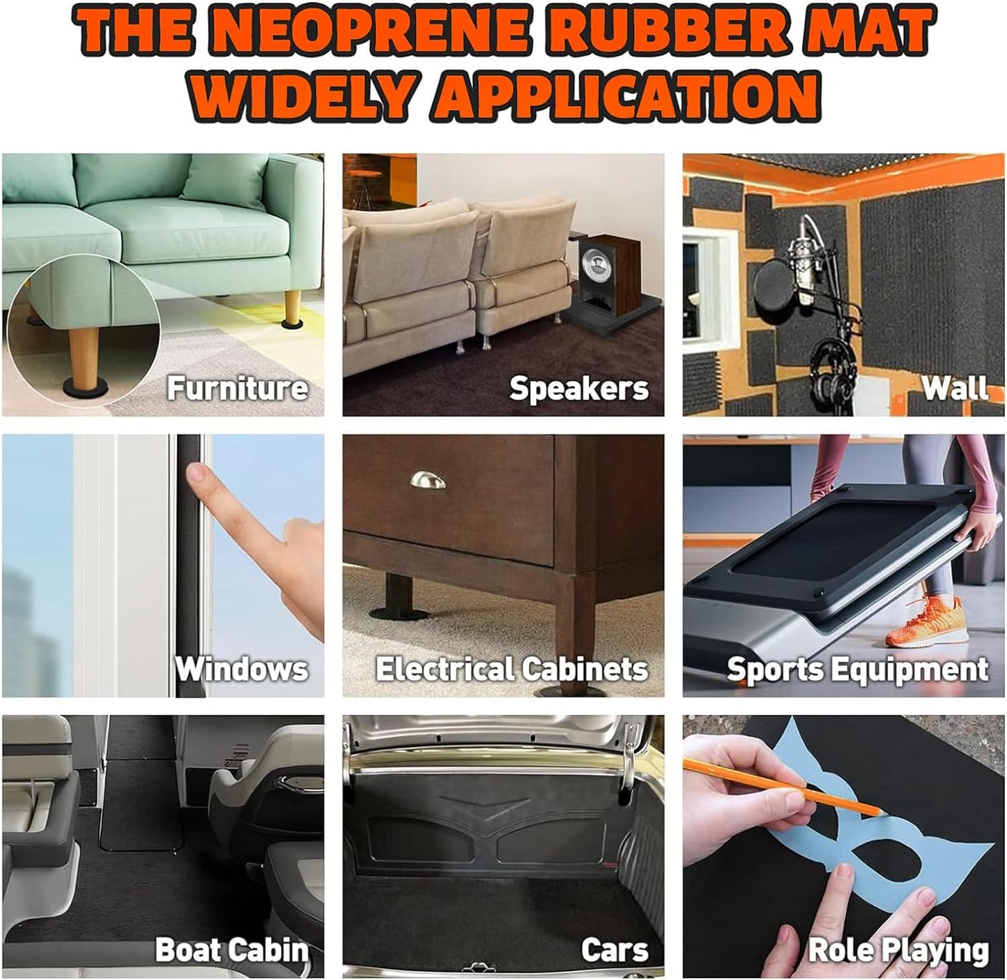 3/4''T x 12''W x 59''L Neoprene Sponge Foam Rubber Sheet Roll with Self-Adhesive Easy Cut DIY Adhesive Padding Perfect Cosplay Multi-Function Soundproof, Black