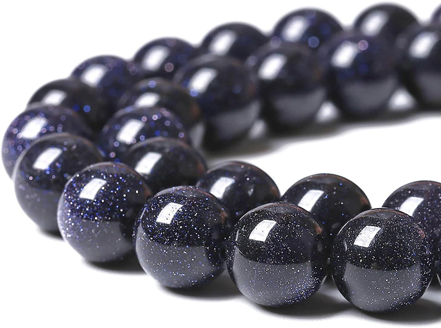 180PCS 4mm Blue Sandstone Gemstone Beads Beads Natural Stone Round Loose Beads for Jewelry Making DIY Bracelet Necklace 32" 2 Strands