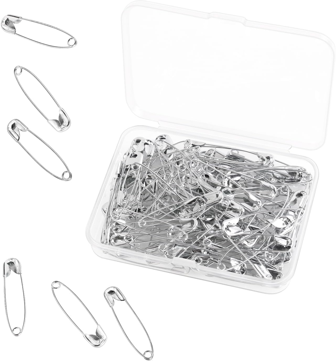 100 Pack Silver Safety Pins Assorted, Galvanized Steel Bulk Safety Pins for Sewing, Clothes, Arts & Craft (1.5 Inch / 38 mm)
