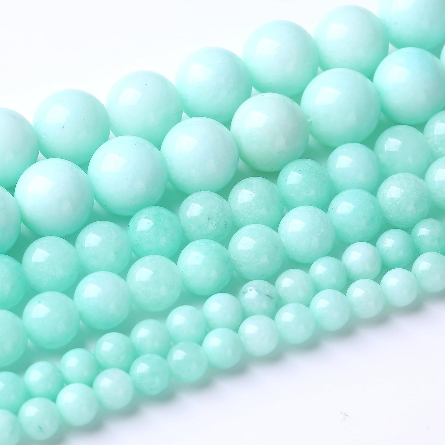 32PCS 10MM Amazonite Blue Jade Stone Beads Energy Healing Beads for DIY Jewelry Bracelet Necklace Making for Jewelry Making 15Inch