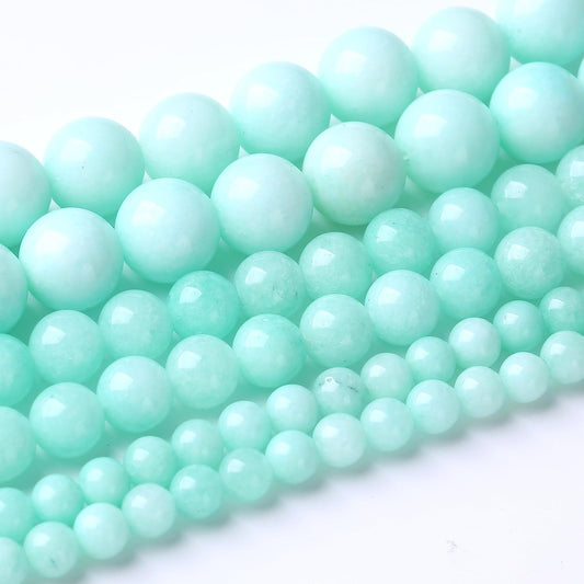 90PCS 4MM Amazonite Blue Jade Natural Gemstone Round Stone Beads for Jewelry Making DIY Energy Stone Healing Power Bracelet 15"