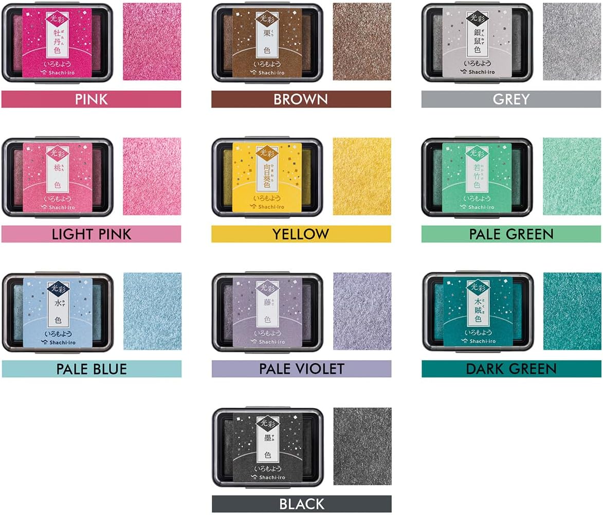 IROMOYO KOSAI Stamp PAD, Traditional, Shimmering Japanese Ink Colour, Oil-Based Ink pad - Pale Green