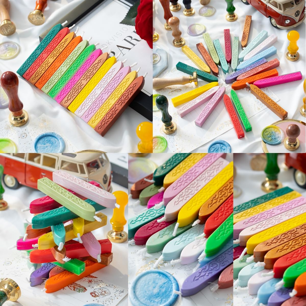 26Pcs Wax Seal Sticks with Wicks, Assorted Colors Wax Sealing Sticks Great for Letter Seals Waxing Stamp Wedding Invitations, Packaging Decoration (26)