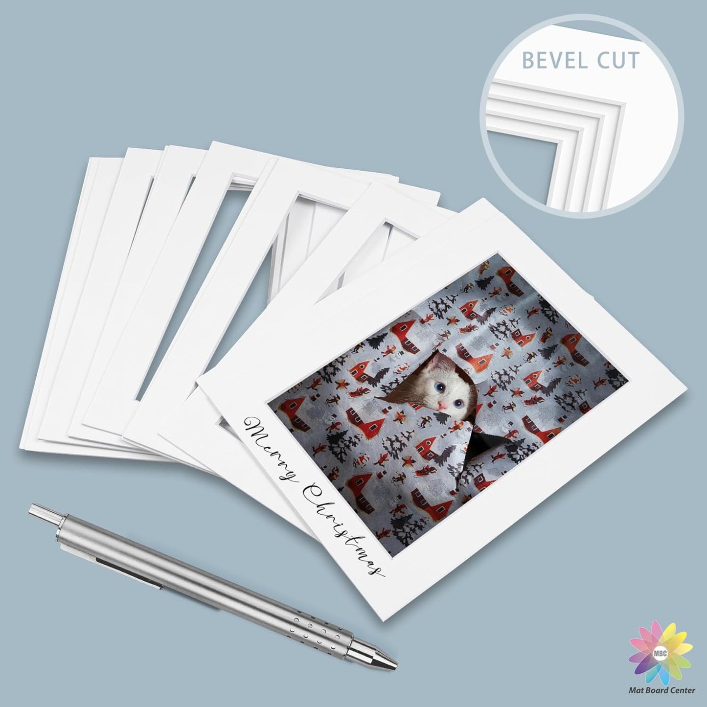 Mat Board Center, Pack of 50, 5x7 for 4x6 White Mats - Acid Free, 4-ply Thickness, White Core - for Pictures, Photos, Framing