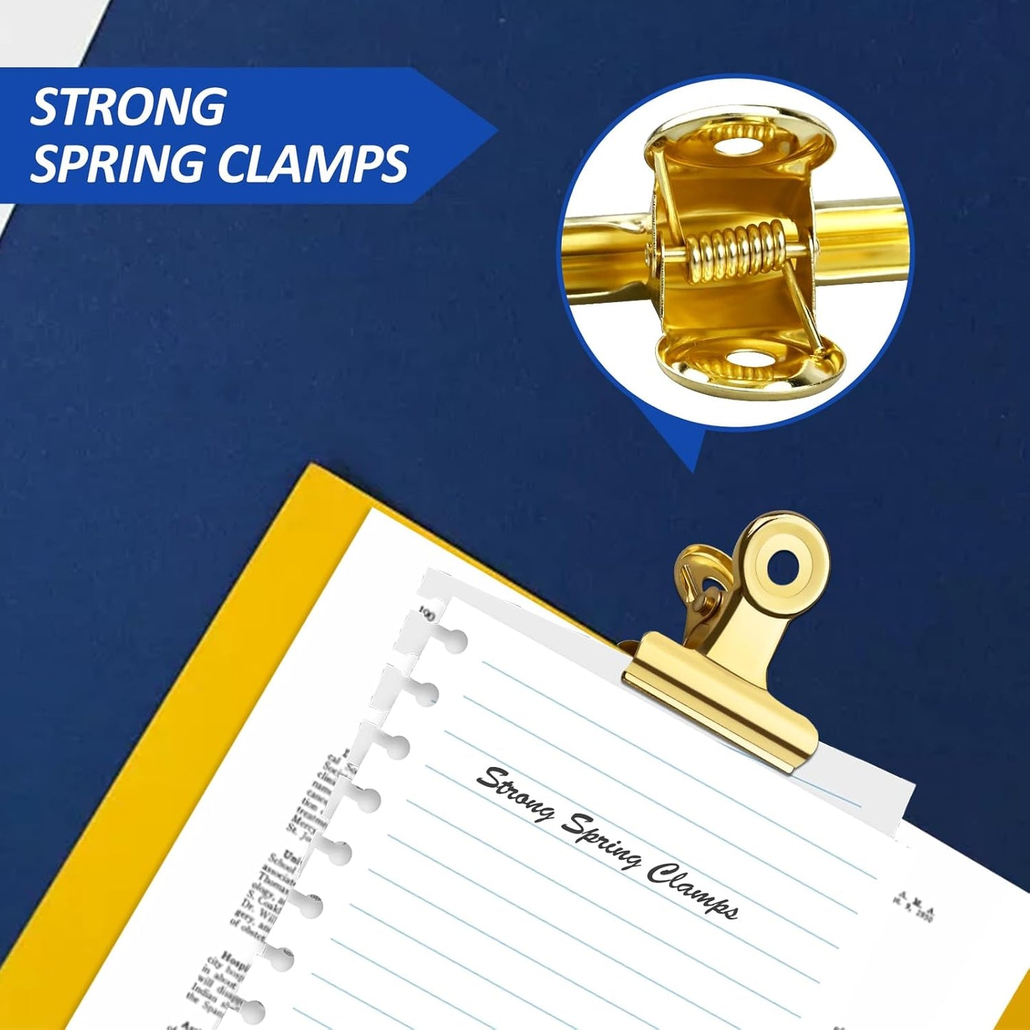 30 Pack Small Bull Clips 0.87 Inch Mini Metal Hinge Clips Binder Paper Hinge Clip for Office, Home, School, Shops, Gold, 22mm