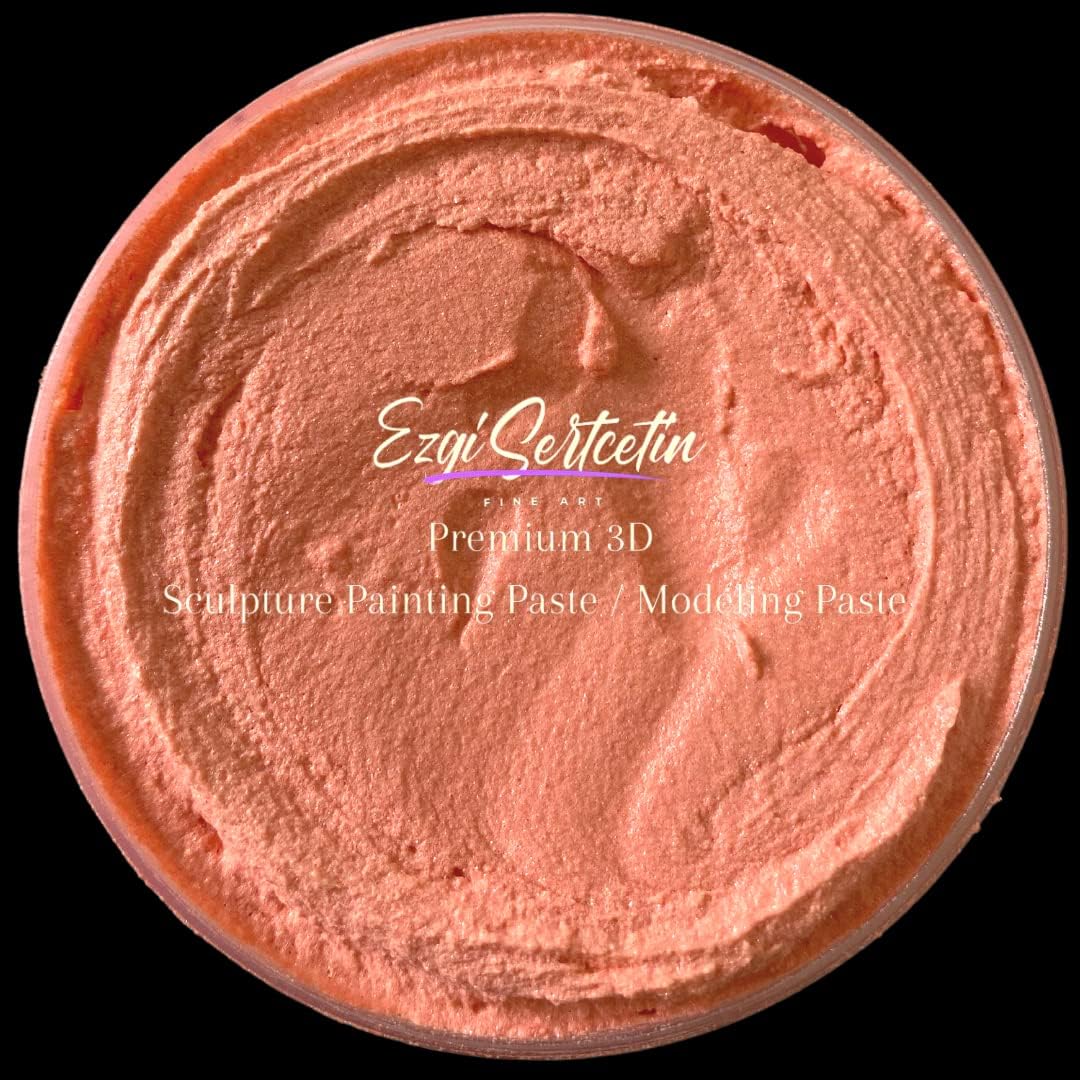 3D Sculpture Painting Paste|Texture Paste|Decorative Plaster|Ready to Use|Unique Metallic Pearl and Neon Colors|Ideal for Artwork|Stencil|Flowers|Texture and Art Relief|6 oz (Coral)