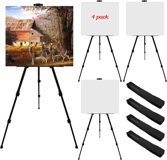 Art Easel Stand for Painting Canvases - 66-Inch Adjustable Metal for Adults Tabletop & Outdoor Use - Lightweight Portable Easel for Displaying & Drawing - Sturdy,4-Pack.