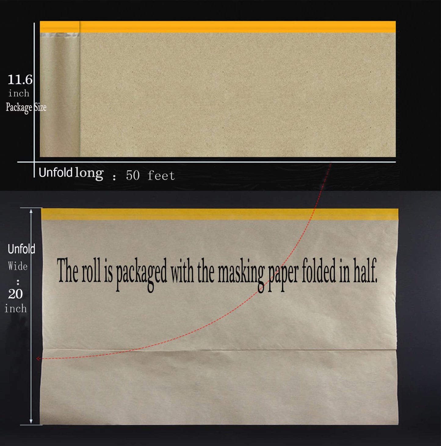 Pre-Taped Masking Paper for Painting, 20 Inch x 50 Feet Tape and Drape Painters Paper, Automotive Painters Paper, for Auto Body Masking, Wall Covering and Paint Masking (4Rolls)