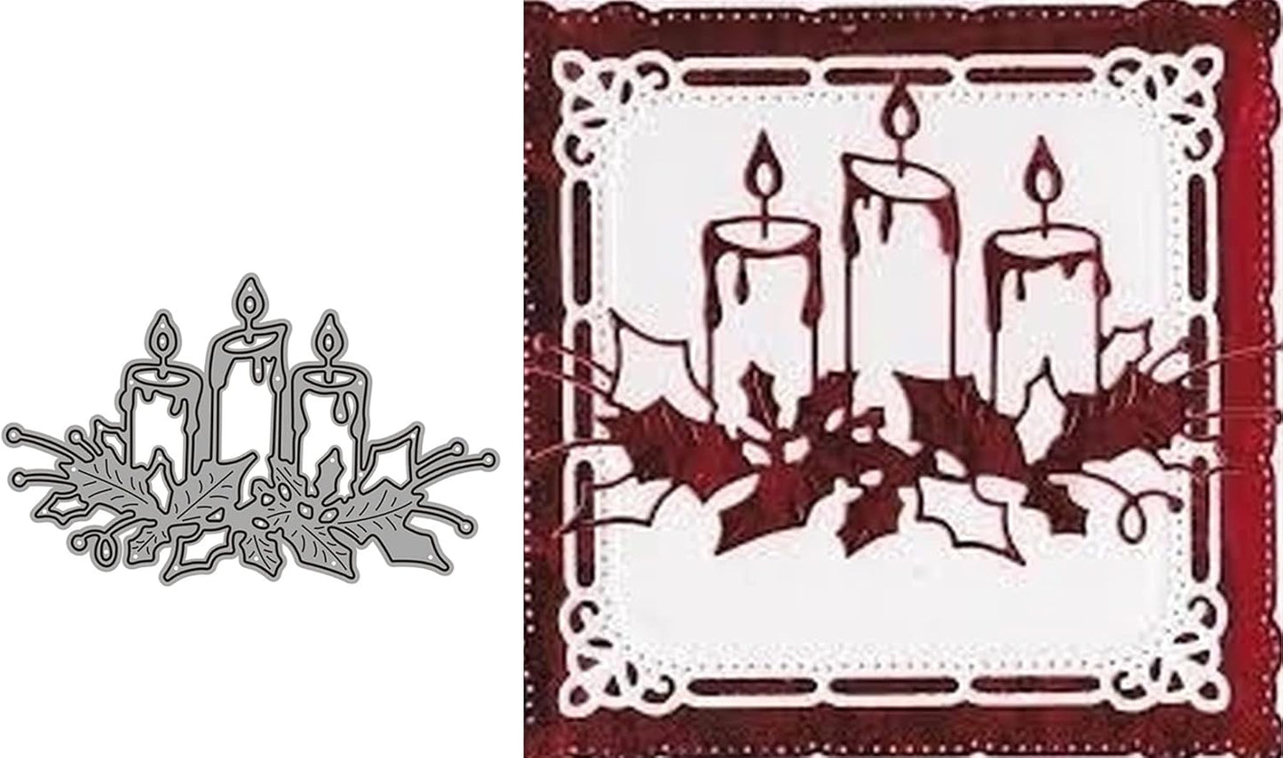 Metal Cutting Dies DIY Merry Christams Embossing Stencil Template Scrapbooking Card Making Mold Photo Album Arts Crafts Tools (3 Pcs Prayer candles-11x6.5cm)