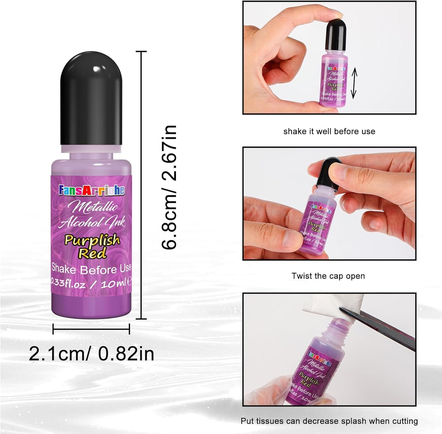 FansArriche Alcohol Inks for Resin, 32 Colors High Concentrated Alcohol Ink Set for Epoxy Resin, Alcohol-Based Resin Ink for Coasters, Fluid Painting Crafts, Tumbler Making, 10 ml Each