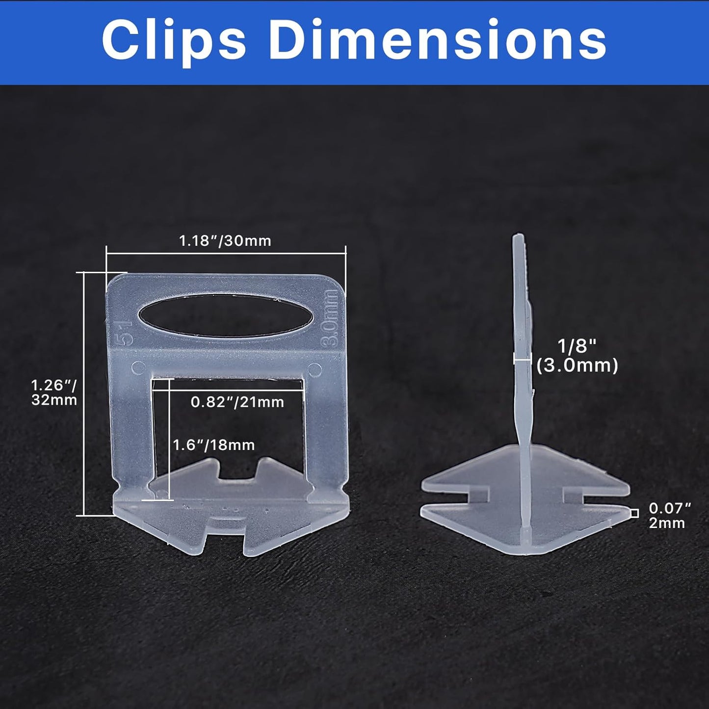 1100 Pcs Tile Leveling System Clips 1/8" (3.0mm) for Ceramic Tile and Stone Installation - DIY Tile Leveler Spacers Kit for Perfect Alignment(1100, 1/8)