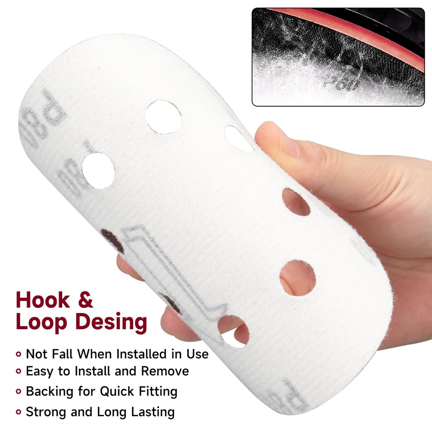 100 PCS 5 Inch Sanding Discs 180 Grit, Round Hook and Loop Sandpaper for Random Orbital Sander